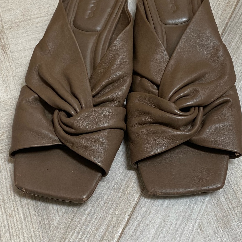 Vince Brown buttery leather slides with ruched Detail size 8